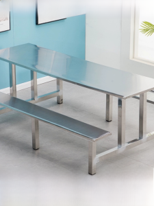 School Factory 4 People 6 People 8 People One-Piece Stainless Steel Dining Table and Chair Fast Food Piece Table and Chairs Combination