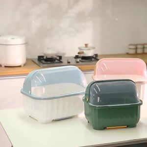 Dish Drainer and Storage Rack With Lid