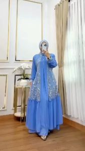 Alluna Dress Matt Ceruty Mix Brukat Apk Mutiara Size XL Dress Kondangan Elegan Terbaru 2024 Fashionable