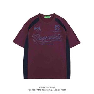 Mr. WH American Retro Letter Multicolor Printing Short Sleeve T-shirt Male and Female Trendy Brand Loose Sports Couple T-shirt