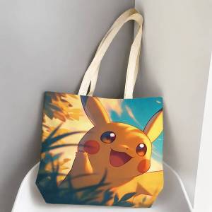 Bandai | Pokemon Flareon Storage Bags Tote Bag Travel Summer Beach Shoulder Bag Reusable Grocery Shopping Bag Anime Artwork