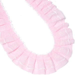 2 Yards Black White Pink Pleated Wave Embroidery Lace Fabric Trim DIY Clothing Daily Home Decoration Sewing Accessory 5CM Wide