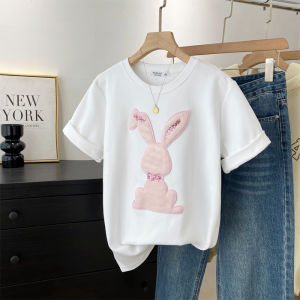 Áo Thun Cotton Dày Mùa Đông Cho Nữ Cổ Tròn Rộng Rãi Thoải Mái in Họa Tiết Hoạt Hình