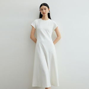 DESIGNICE | Elegant Summer Commute Waist-defining Solid Twist Dress