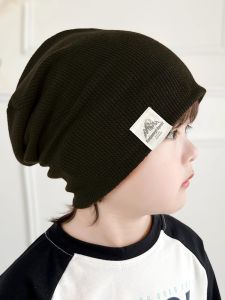 Kids Beanie Hat Boys Pile Heap Cap Black Autumn Windproof Baby Hat Fall and Winter Ear Protection Children Pure Cotton Medium Children Fashion