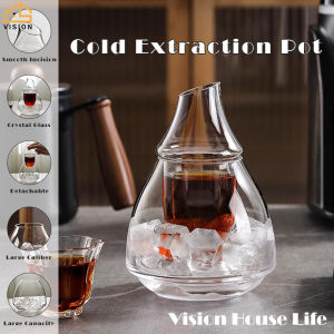 Vision Cold Extraction American Coffee Pot Glass Cold Sake Cup Set Japanese Sake Pot Pocket for Refrigeration Dispenser Glass Decanter Carafe - 4 Ochoko Cups (50ml) +1 Tokkuri Bottle (150ml)