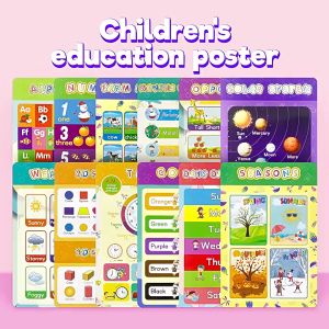【16pcs】Early Learning Poster Set | Preschool Education Enlightenment | English Numbers | Kindergarten Teaching Aids | HEYBABE