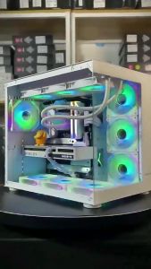 [ Black / White ]  MENGJING EATX ATX Double side tempered glass transparent view PC Gaming Case / Casing