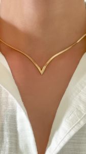Vintage Đơn Giản Dẹt Dây Xích Rắn Vòng Cổ Cho Nam Hình Chữ V Mặt Dây Chuyền Choker Phong Cách Khoa Học Viễn Tưởng Thời Trang Phụ Kiện Trang Sức