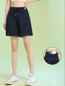 sui xin yu qie | Quick Dry High Waist Back Pocket Trim Fit Shorts Women