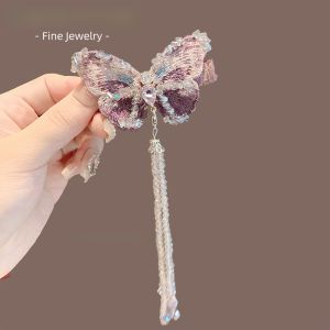 Butterfly Hair Clip Side Duckbill Hairdressing Accessories Womens New 2025 Luxury Fringe Clip Hair Breaker Headwear