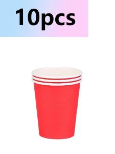 red disposable tableware set 7/9inch paper dish napkin 9oz paper cup cutlery spoon birthday party holiday party supplies