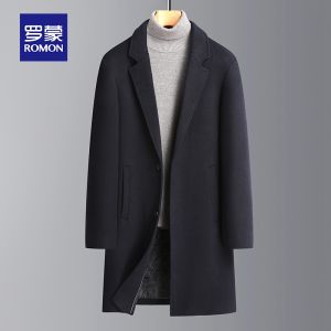 ROMON | Lormen Mens Woolen Coat Autumn Winter Mid-Length Casual Thickened Suit Collar Jacket Fashionable Windbreaker
