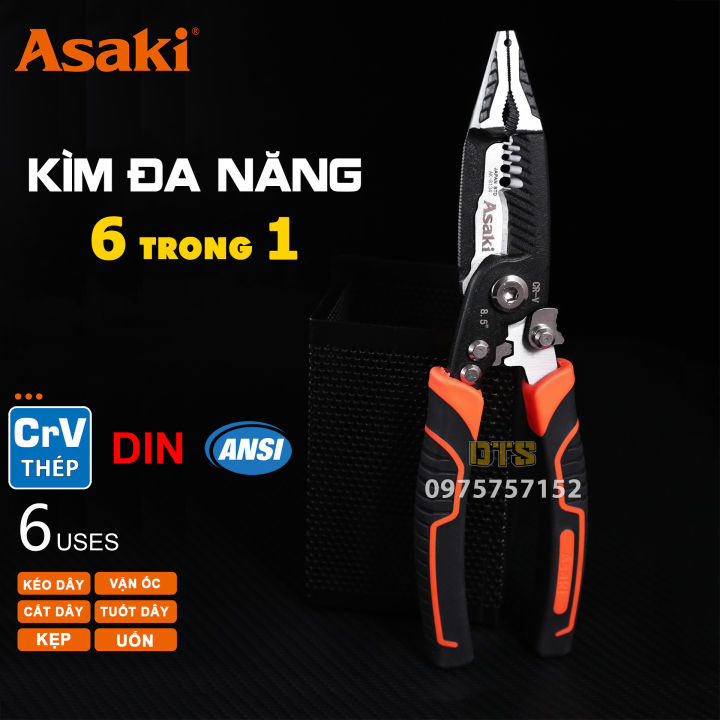 Kìm điện đa năng 6 trong 1 đa năng hãng Asaki JAPAN STD AK-8134 215mm ...
