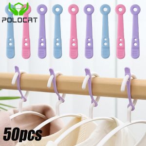 Polocat 1-50pcs Random Color Drying Hanger Fixing Silicone Strip Hanger Non-slip Hook Clothes Racks Falling Windproof Buckle