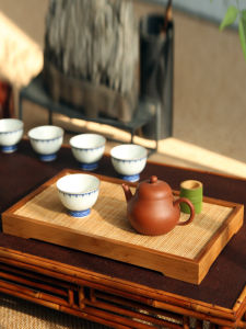 Khay Trà Tre Thu Nhỏ Sử Dụng Tại Nhà Đơn Giản Khay Trà Đập Khô Khay Chứa Nước Kích Thước Nhỏ Phong Cách Nhật Bản Bộ Trà Retro