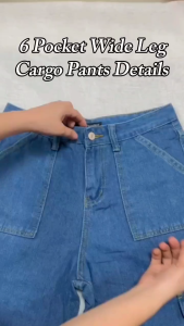 DFW 6 Pocket Denim Cargo Pants Baggy Pants Wide Leg Pants