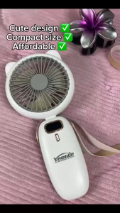 YEELITE digital display neck hanging handheld fan 4wind speeds super long battery life portable 6619
