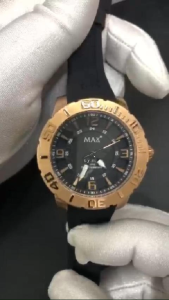 MAX Legend Watches Rose Gold Steel Case Black Dial Womens Silicone Strap Watch 38mm 5-MAX679