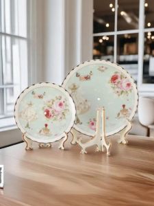 Taiwanese Decorative Ceramic Plate Stand round Plate Holder Clock Plastic Display Stand Serving Tray Clock Stand European Style