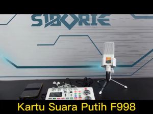 Siborie 【COD】Paket Lengkap F998+M998 Set Putih Sound Card Mic Pengiriman cepat