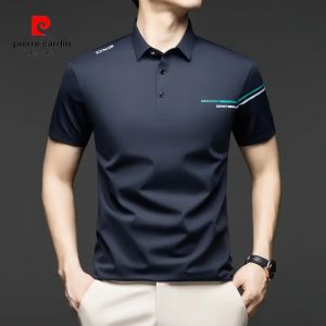 Áo Thun Polo Pierre Cardin Mùa Hè Mới Cho Nam Bằng Lụa Tơ Tằm Tay Ngắn Cổ Polo Mỏng Thoáng Khí Thường Ngày Thời Trang Công Sở