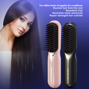 Wireless Hair Straightener Brush Negative Ion Electric Hair Straightening Comb Curling Iron Long-lasting Rechargeable