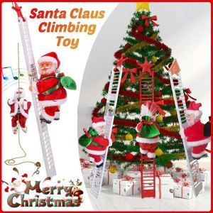 Electric Climbing Ladder/Rope Santa Claus Christmas Novelty Decoration Creative Climbing Up and Down Santa Claus Plush Doll with Music