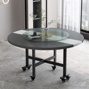 Dining Table Household Folding Table Foldable Movable Retractable round Table Dining Table Small Apartment Table with Turntable
