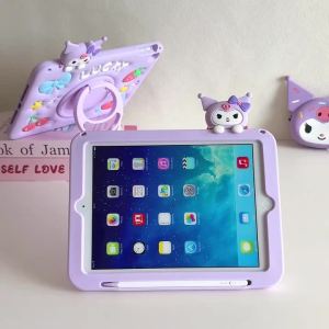 Mesuca | Cute 3D Cartoon Kuromi Silicone Tablet Protective Case For IPad A16 Air 1 2 3 4 5 Mini 6 10.9 Pro 11 9 8 7th 11 inch Child Case