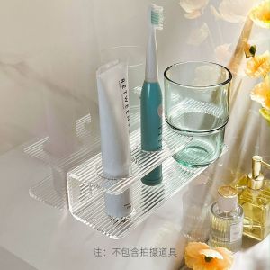 Toilet Electric Toothbrush Rack Toilet Punch-Free Gargle Cup Wall-Mounted Acrylic Vanity Storage Rack