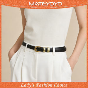 MATEYOYO Fashion Women Belts Retro Belt Elegant Slim Belt Soft Cow Leather Belt Adjustable Girls Ladies Long Straps Waistbands Dress Coat Alloy Buckle Leisure Belt