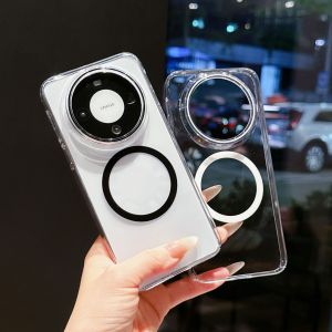 Applicable to Huawei Mate80PROMAX ice transparent magnetic mobile phone case Pura90 high transparent C-shaped ultra-thin PC protective case h260709