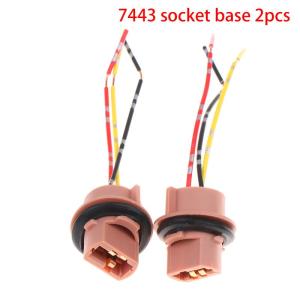 OUHOE | NEW [New] 2Pcs T20 7443 W21/5W 7440 W21W Socket Adapter Female Plug For Car Brake Light Reverse Lamp Turn Signal Headlight Light