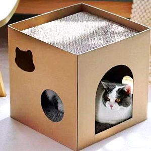 [SG]🚚 Cat Scratch Board Climbing Frame Thickened Paper Shell House Cat Toy Wear-Resistant Non-Chip Square Cat Villa