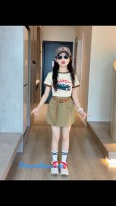 SSP57 5-10Thn Setelan Set Anak Besar Remaja Teenager Tanggung Tanktop and Cargo Skort