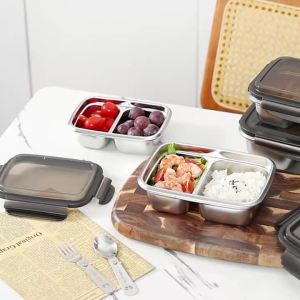 WORTHBUY | Hộp Cơm Trưa Bằng Thép Không Gỉ Họa Tiết Dễ Thương Dành Cho Trẻ Em 2/3 Ngăn Hộp Cơm Bento Di Động Có Ngăn Đựng Đồ Ăn Chống Rò Rỉ Dành Cho Học Sinh Kèm Thìa/đũa