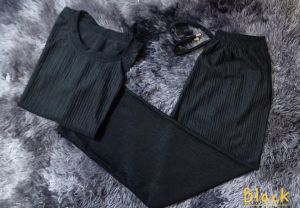 Women’s Terno Outfit – Pants & Blouse Set | Bark Crepe Fabric | 2 Side Pockets | Freesize (Fits Small to XL)