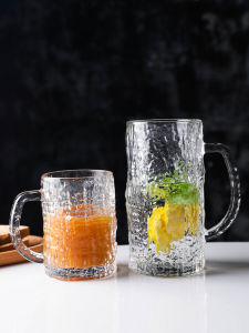 Creative Tree Pattern Glass with Handle Good-looking Dormitory Drinking Cup Household Heat-Resistant Thickening Tea Cup Ins Style