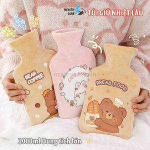 Túi chườm nóng lạnh đau bụng kinh chườm giữ ấm cơ thể giảm đau bụng giữ nhiệt  vỏ rời hình dễ thương 1000ml