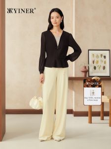 Merino Wool Silk Blend Color Blocking Pseudo Two-Piece Bell Sleeve Knitted Top