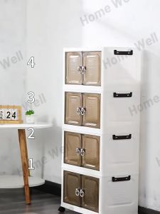 【2025 New】 5/6 Layers Large Capacity Storage Cabinet Folable Storage Cabinet Almari Pakaian 2 Doors Storage Cabinet Box With Roller Space Savers 收纳置物柜