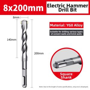 Electric Hammer Drill Bit Concrete Wall Drilling Slotting round Handle Square Handle Special for Brick Stone Concrete Wall