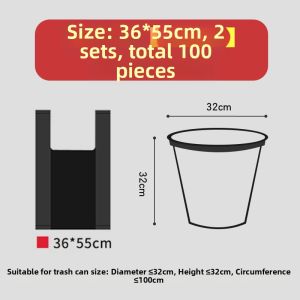 ZHANGJI | Heavy Duty Black Back Vest Style Garbage Bag