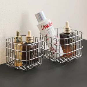 Utility Basket Wire Mesh Organizer Basket Storage Bin Grid Storage Tray for Cosmetic Makeup Perfume Holder