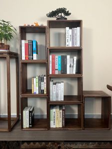 Solid Wood Bookshelf North America Black Walnut Combined Bookcase Study Floor Bookshelf Living Room Storage Small Gingham Locker