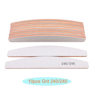10Pcs/Lot Professional Nail Polish File Set 80 100 150 180 240 Grit Nail File Moon Style Manicure Limes Nails Files Buffer Tools