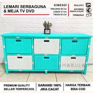 Lemari Rak Rotan Sintetis Type 6 Mini serbaguna Klasik Tradisional Model Terbaru 2024