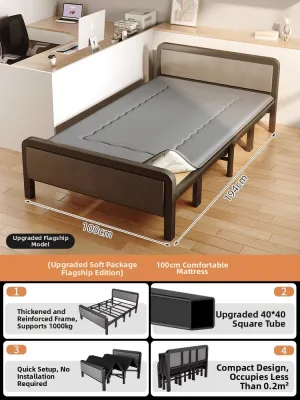 Real Wood Foldable Simple Single Bed
