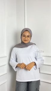 Baju Atasan Wanita Terbaru: RAINBOW BLOUSE KATUN COMBED 24S Kaos Polos Cewek Lengan Panjang Jumbo